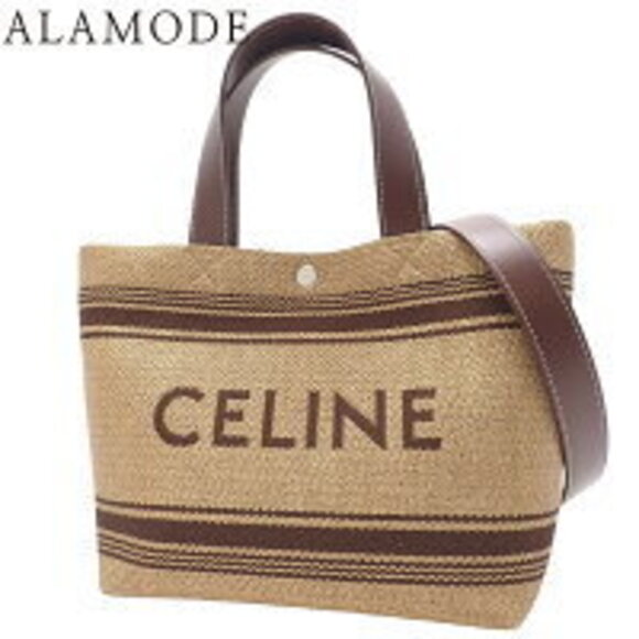 Celine Handbags - Celine Cabas Handbag Shoulder Bag Tote Raffia Calfskin Beige Tan Brown Matte